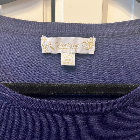 SUZANNE BETRO WEEKEND Navy‎ & White Stripe Top Tunic Sweater (Plus 3X/4X) - Picture 2 of 10